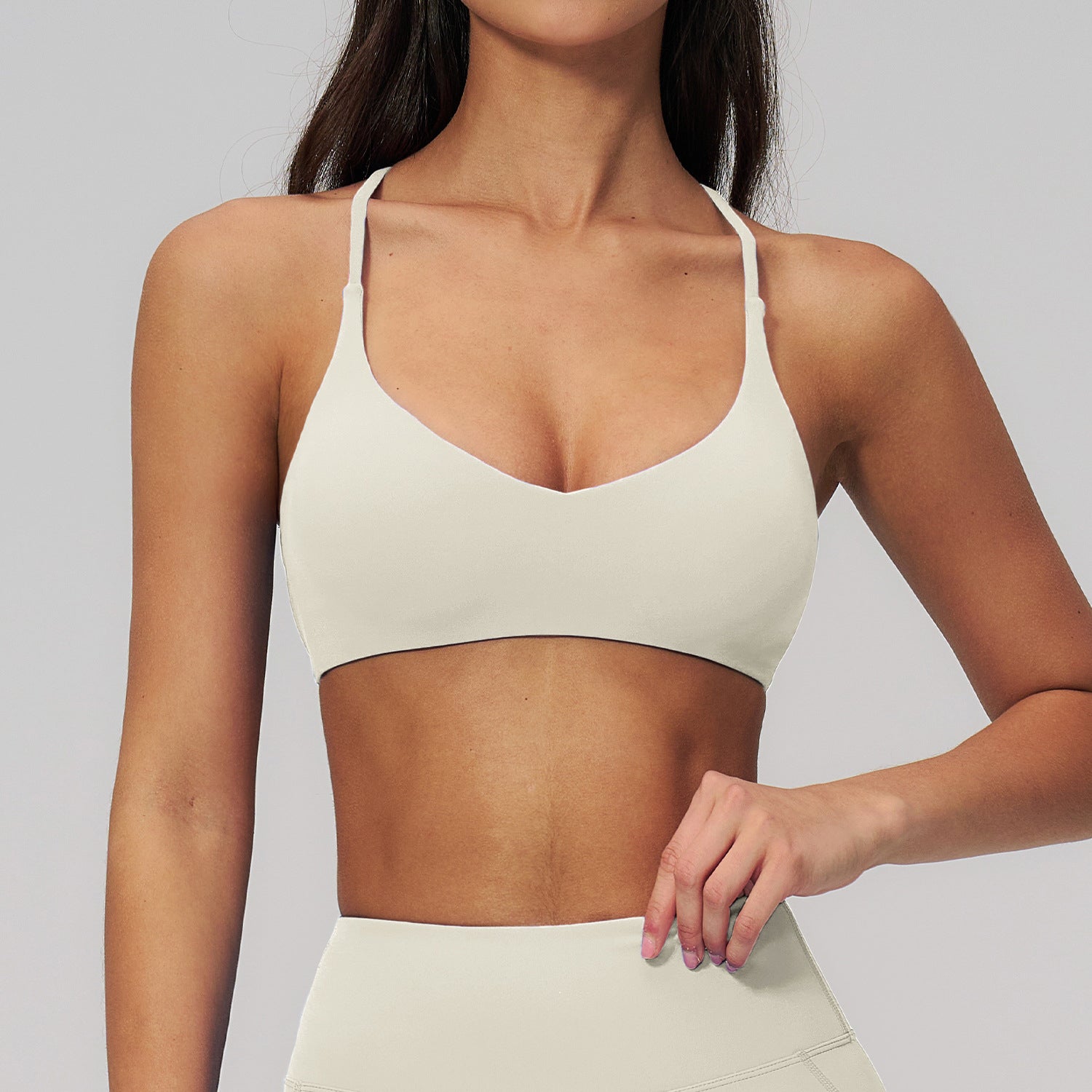 Spaghetti Straps Cross Back Sports Bra