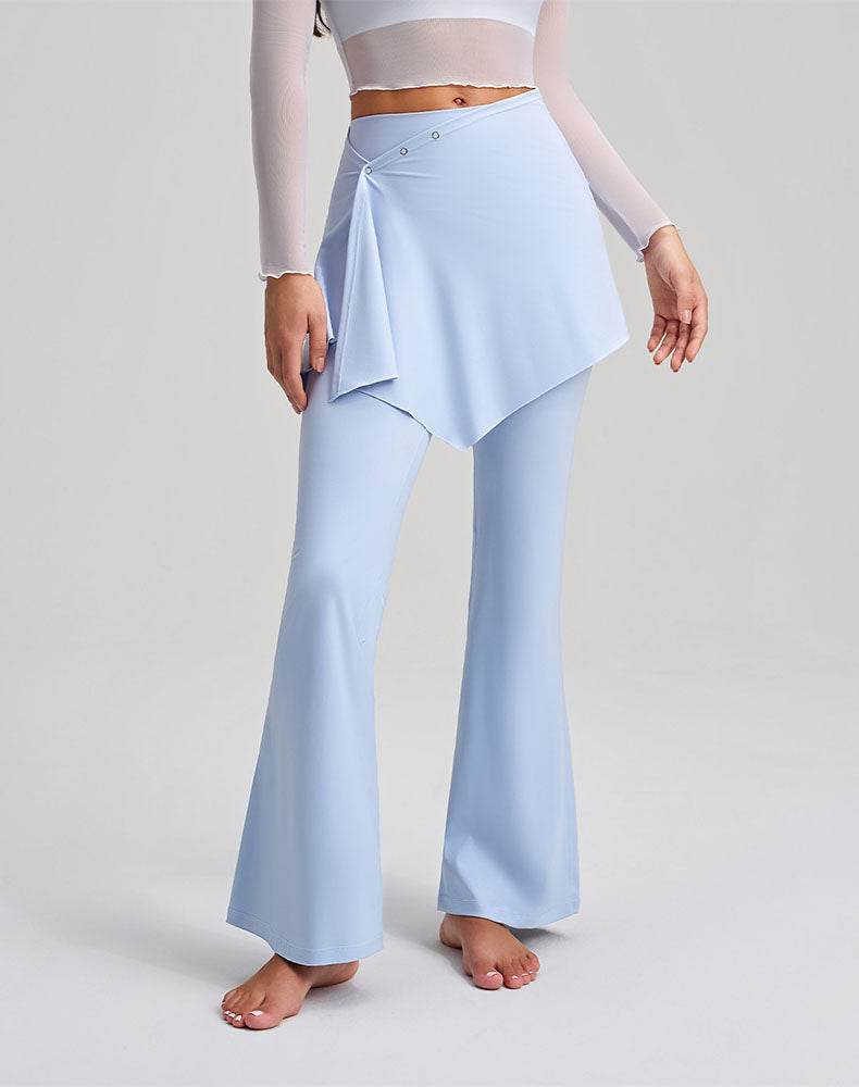 High Waisted Yoga Flare Pants Fake Two Piece Pant with Skirt