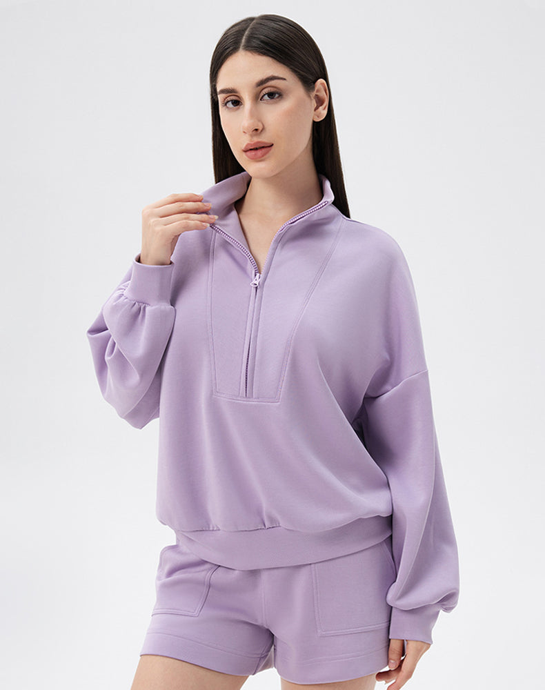High Neck Half Zip Lounge Sports Sweatshirt