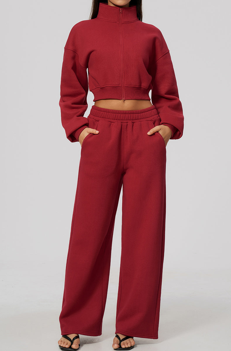 Casual Sports Set with Zip Jacket and Sweatpant