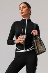 Full Zip Athletic Jacket Contrast Color Running Coat