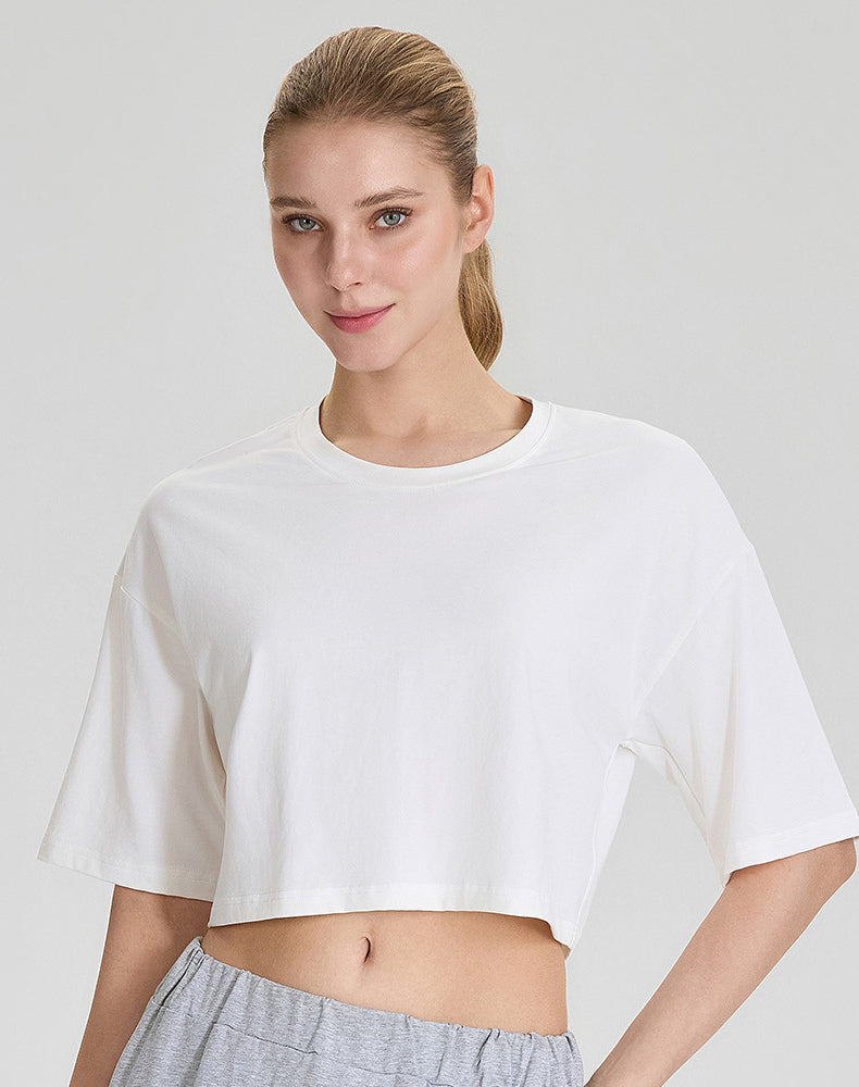 Summer Short Sleeve Crop Tops Casual Athletic Yoga T-Shirts