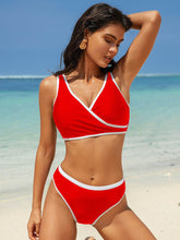 Color Block V Neck Bikini Set