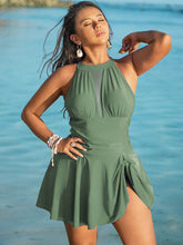 Plus Size Halter Cutout One Piece Swim Dress