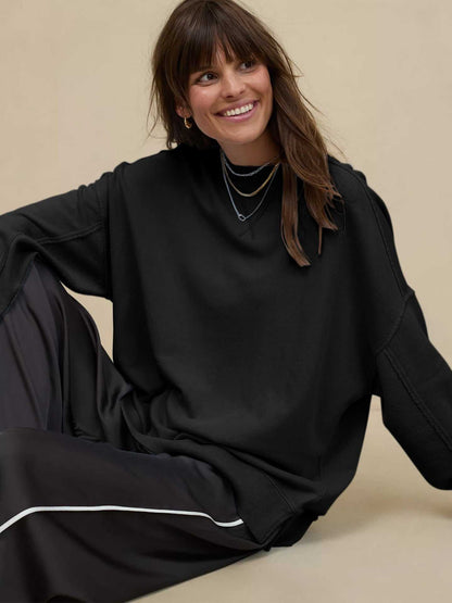 Long Sleeve Loose Crew Neck Sweatshirts | Relaxed Fit for Cozy Days