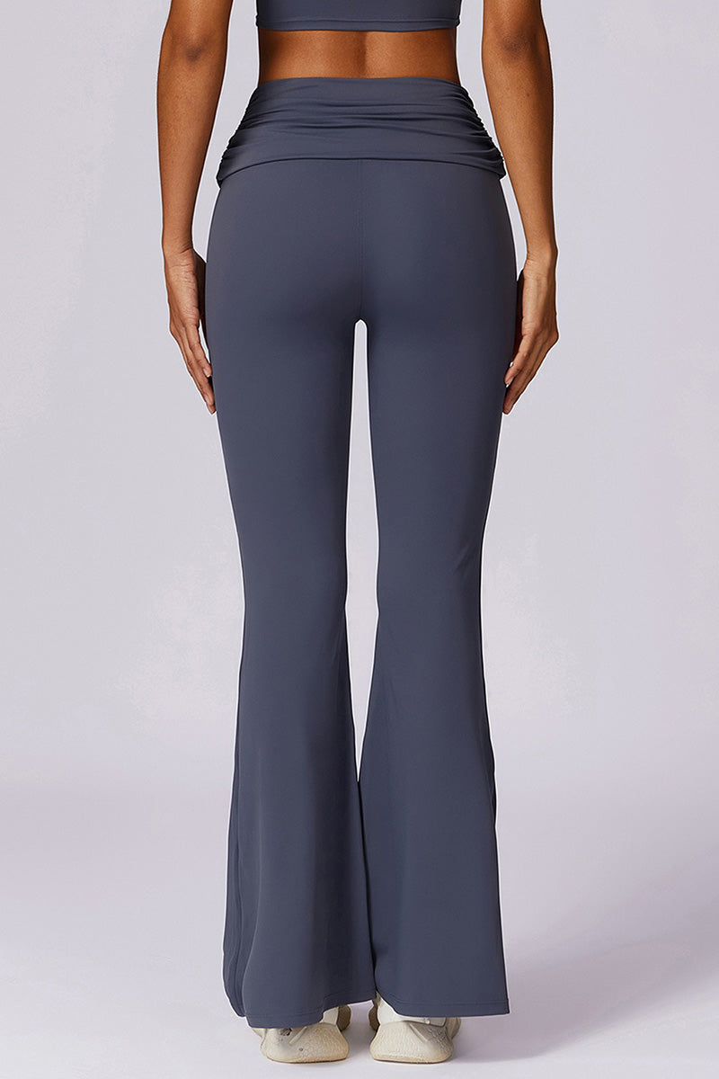 Ruched Waist Flared Hem Pant