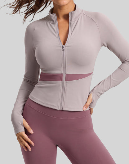 Colorblock Zip Up Athletic Jacket