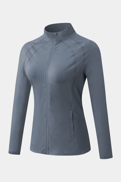 High Collar Full Zip Track Jacket - Sleek &amp; Functional Sportswear