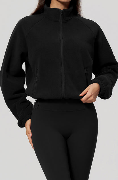 Winter Polar Fleece Jacket with Contrast Zippered Pockets