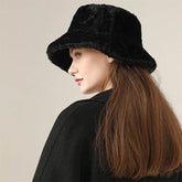 Faux Fur Winter Bucket Hat Fuzzy Warm Fisherman Cap