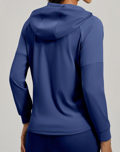 Long Sleeve Hooded Zip Up Casual Crop Coat with Pockets