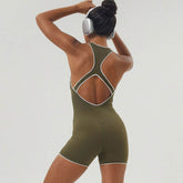 Crossover Back Design Yoga Short Jumpsuit