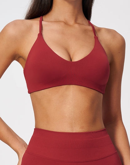 Vertical Ribbed Y Back Sports Bras
