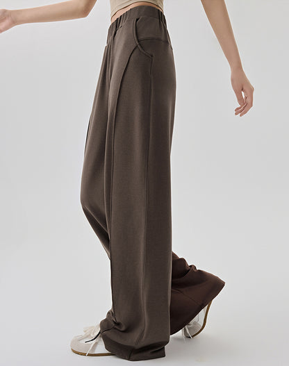 Casual Elastic Waist Wide Leg Sweatpants with Pockets