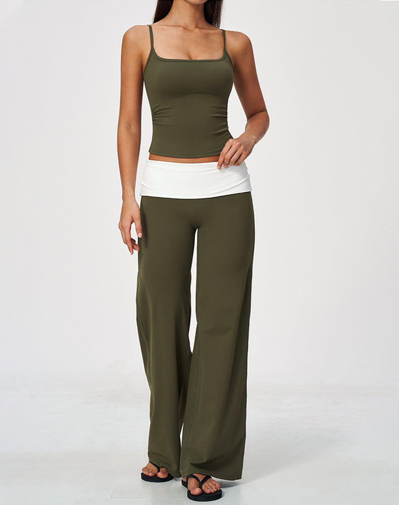 2 Piece Tank Top and Flare Pant Pilates Outfit Sets