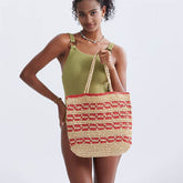Straw Beach Tote Bag Handmade Woven Hobo Handbag