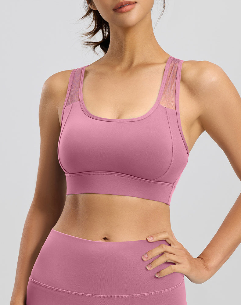 Mesh Racerback Sports Bras with Built in Bra