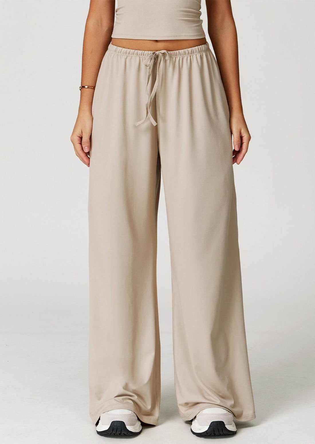 Athletic Wide Leg Lounge Pants with Drawstring and Pockets