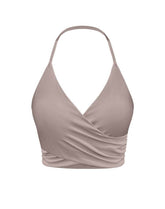 Halter Sports Tank Crop Tops with Removable Bra Pad