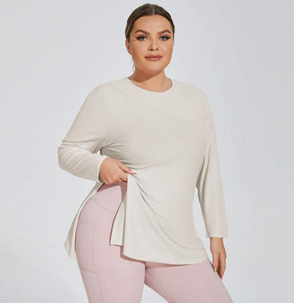 Plus Size Yoga Long Sleeve Hooded T-Shirt | Comfortable &amp; Stylish