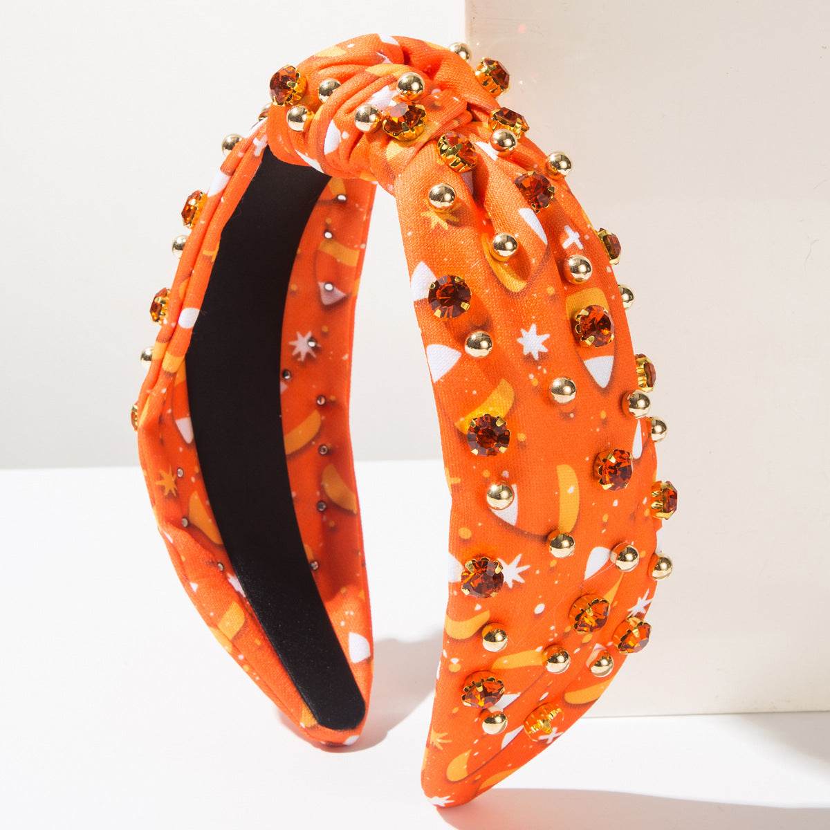 Halloween Pearl Rhinestone Knotted Headband Hair Accessories