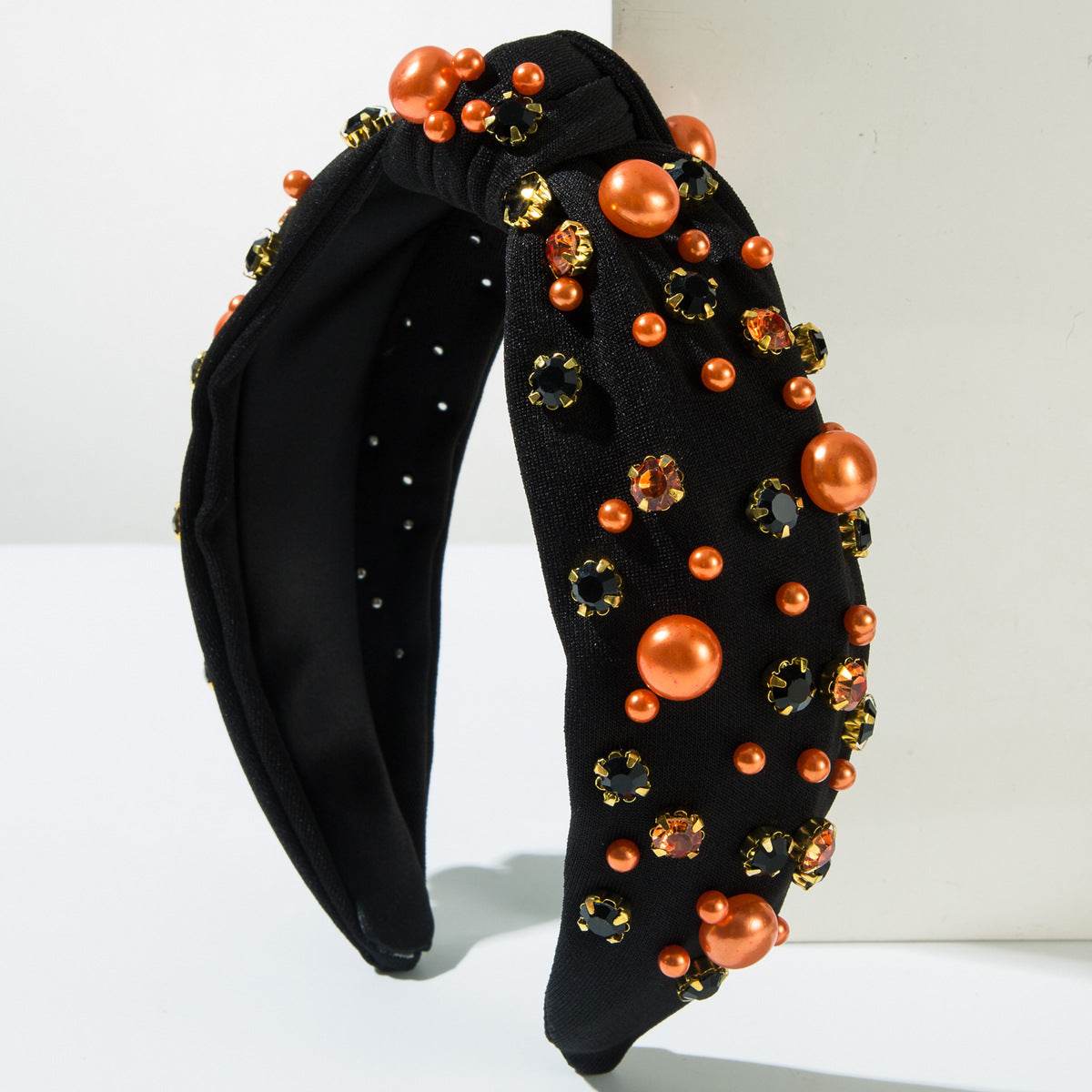 Halloween Pearl Rhinestone Knotted Headband Hair Accessories