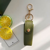 PU Leather Lipstick Holder Keychain with Clip