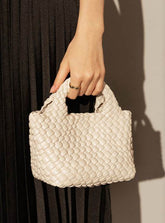 Pu Leather Weave Small Tote Bag