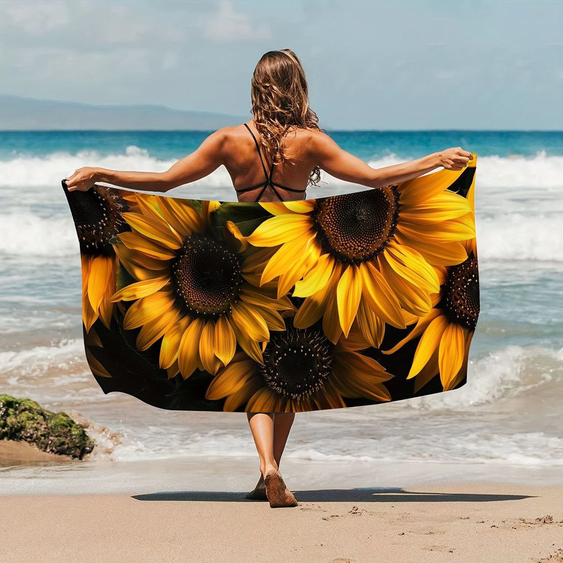 Sunflower Pattern Beach Towel