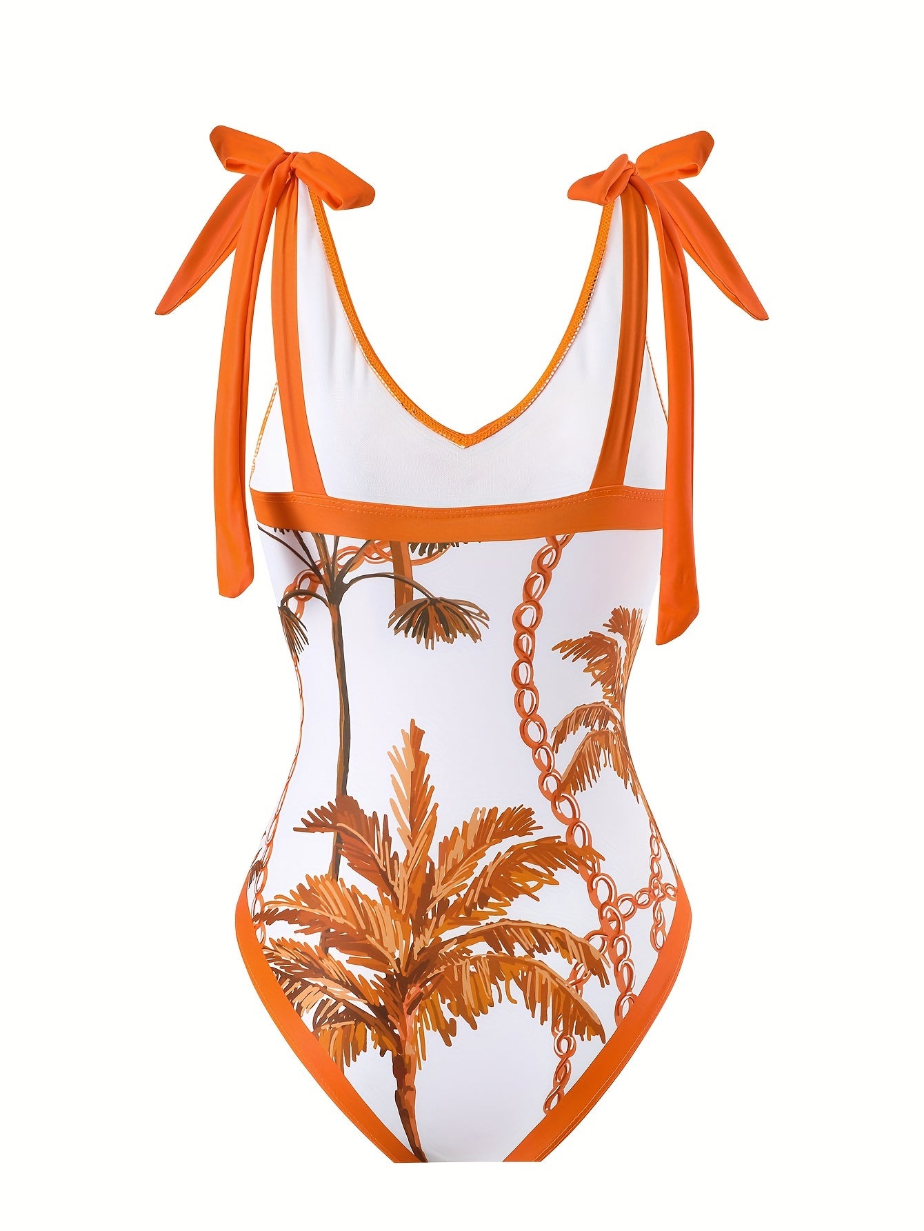 2 Piece Stretchy Coconut Tree Chain Print Swimsuits