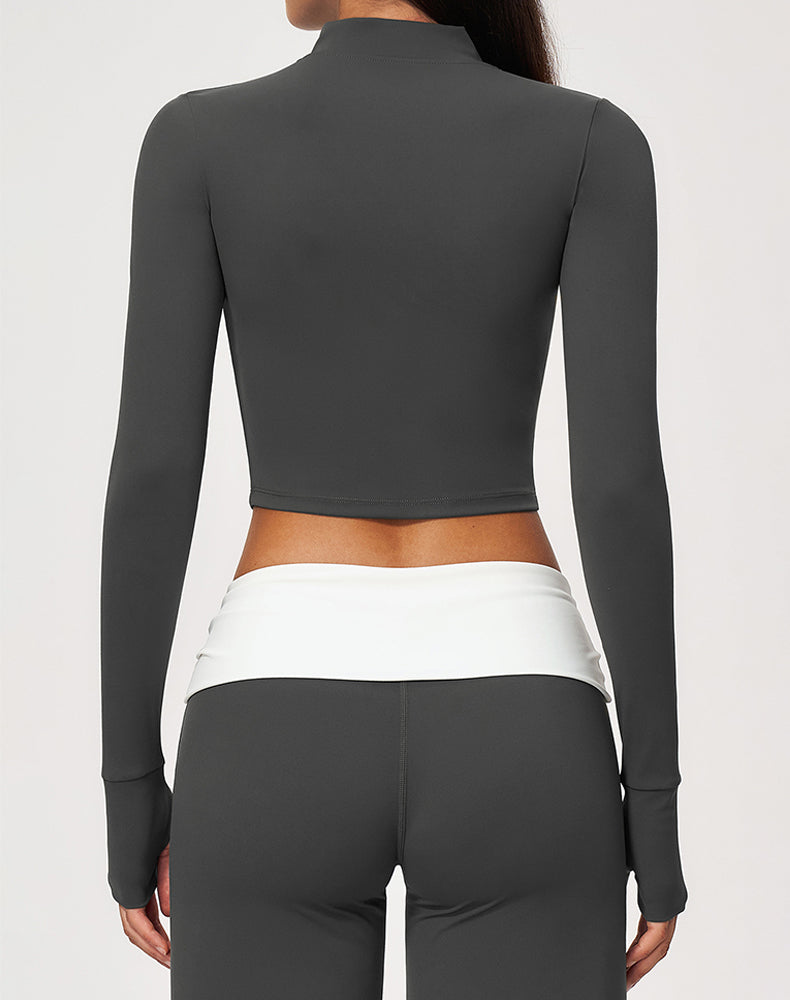 Full Zip Running Slim Fit Cropped Jacket