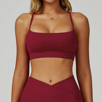 Cross Back Yoga Bra with Removable Chest Pad