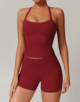 Athletic Wear with Criss Cross Back Tank Top and Short