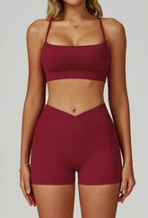 Activewear Set with Cross Back Bra and Short