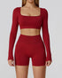 Athletic Wear with Long Sleeve Crop Top and Short