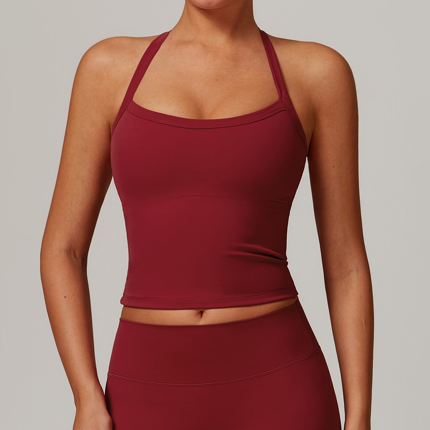 Square Neck Sports Tank Tops Criss Cross Back Longline Cami