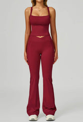 Activewear Set with Wide Strap Tank Top and Flared Pant