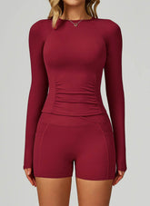 Sport Set with Long Sleeve Crew Neck T-Shirt and Short