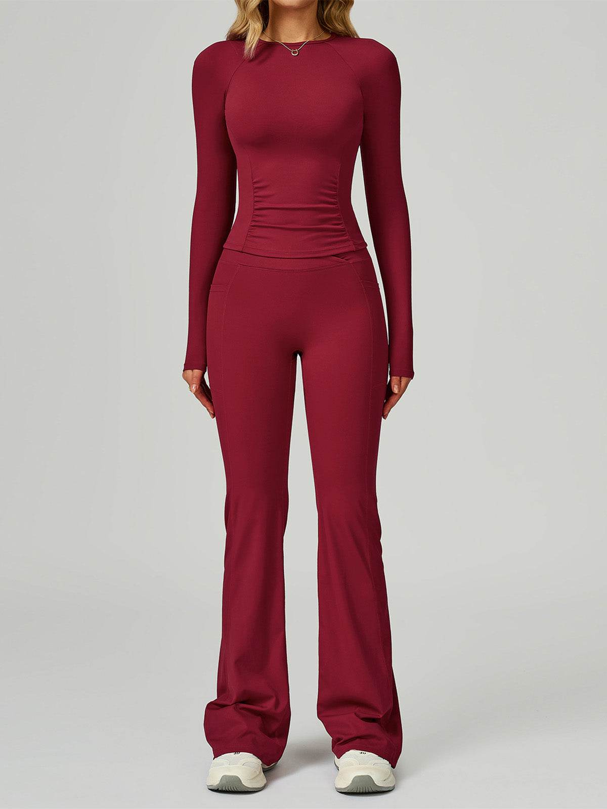 Sport Set with Long Sleeve Crew Neck T-Shirt and Flared Pant
