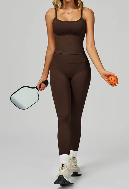 Sport Set with Color Block Tank Top and Legging