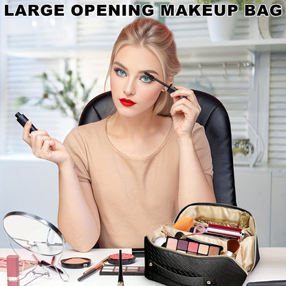 Large Capacity Cosmetic Bag with Handle &amp; Dividers