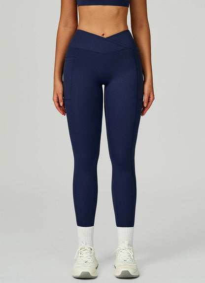 Cross Waist Yoga Leggings with Pockets