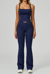 Activewear Set with Wide Strap Tank Top and Flared Pant