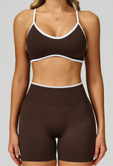 Sport Set with Color Block Sports Bras and Short