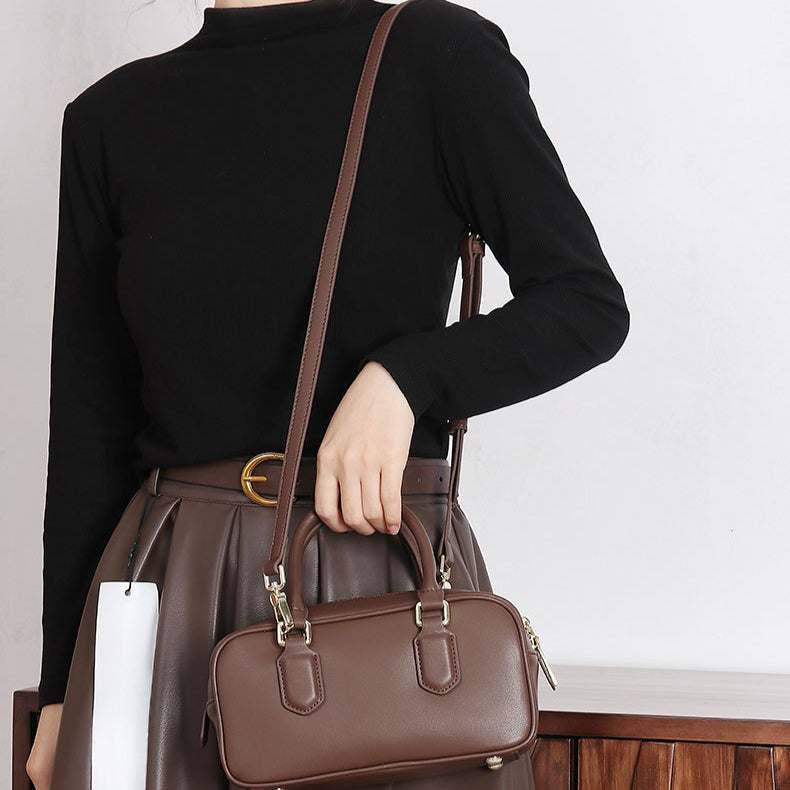 Retro Leather Handle Shoulder Bag | Classic Style with Modern Flair