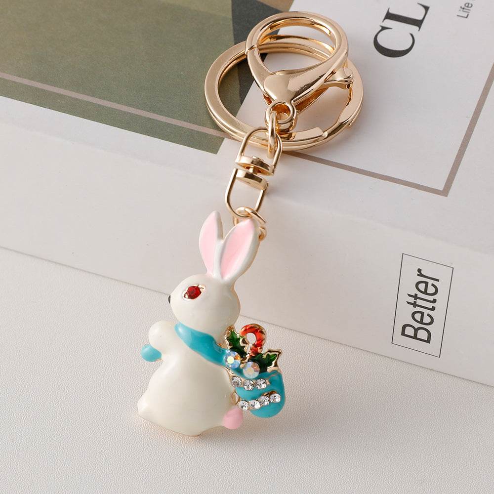 Rhinestone Christmas Keychain Crystal Christmas Accessories