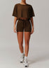 Sports Sets with Short Sleeve T-Shirts and Tight Shorts
