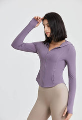 Long Sleeves Sports Hoodie with Thumb Holes