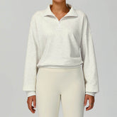 Half Zip Long Sleeve Crop Top Sports Sweatshirt