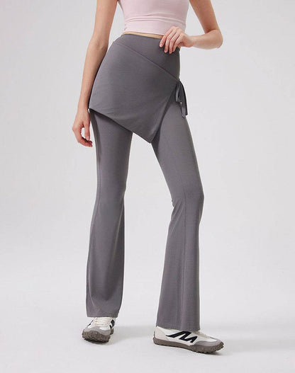 High Waisted Yoga Flare Leggings Wide Leg Pant with Skirt
